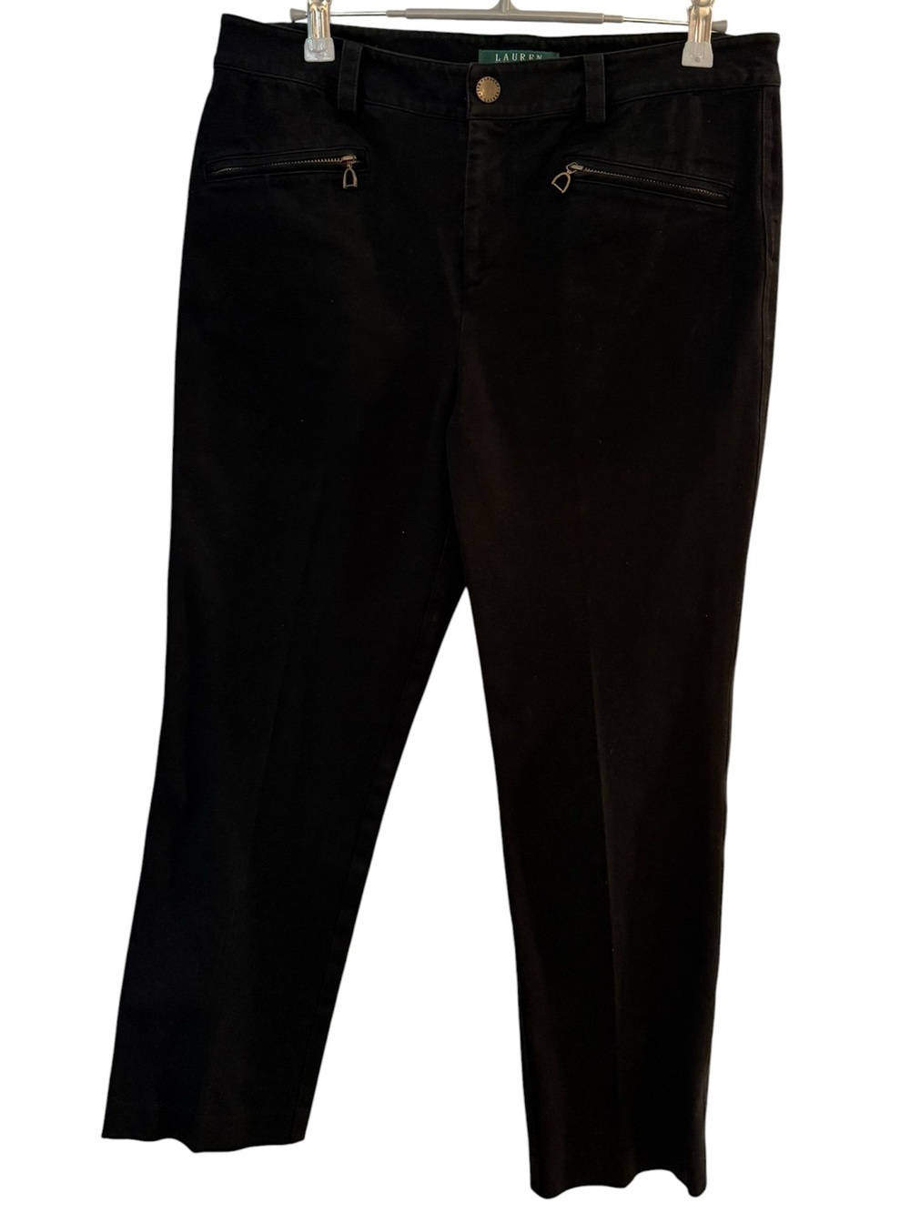 Lauren Ralph Lauren Black Pants with Zip Pockets belt loops front snap & zip 8P